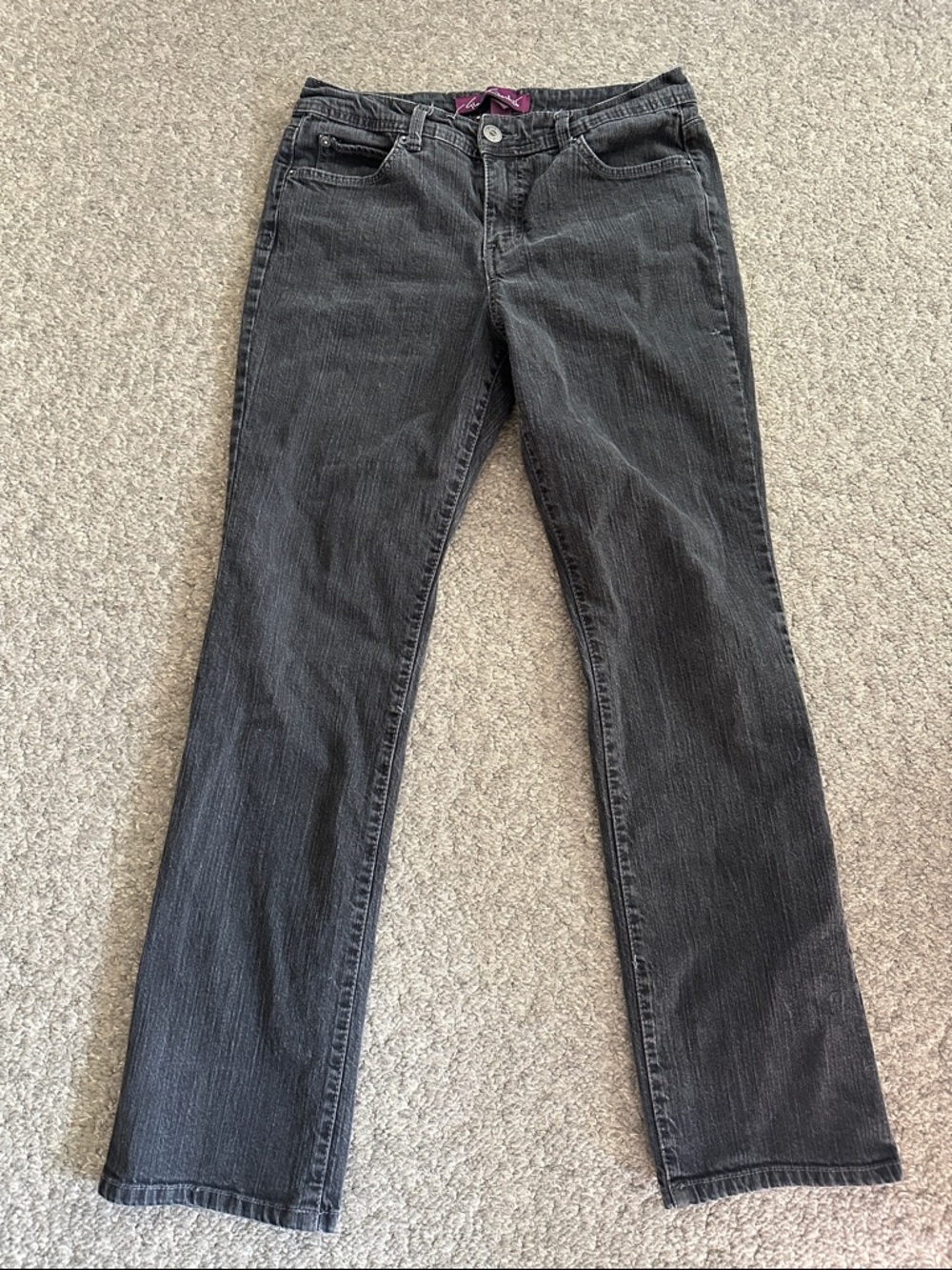 Gloria Vanderbilt Geraldine Black Denim Straight Leg Jeans